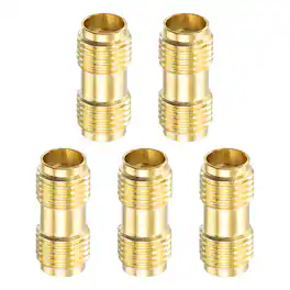 Unique Bargains - 5pcs SMA Straight Adapter, SMA Female to Female 50 Ohm for Antennas/Signal/Test/Router/Car Navigation - Gold
