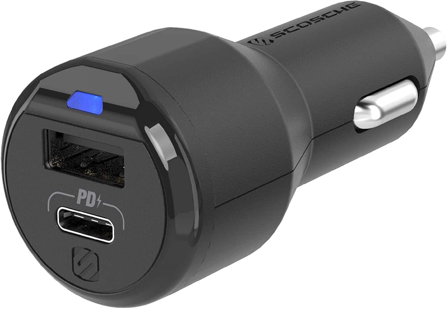 Scosche - CPDA2C8-SP Certified Powervolt USB Type-C and Type-A Fast Car Charger for All Power Delivery 3.0, 2.0 and Standa - Black