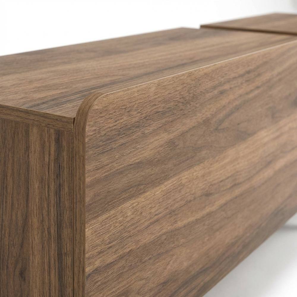 Alt View 4. FurniFact - Walnut Modern TV Stand for 75-Inch Screen with Engineered Wood Finish - Brown.