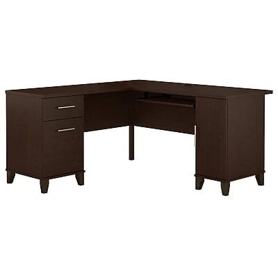 Front. Bush Furniture - 60"W L Shaped Desk with Storage(WC81830K) - Mocha Cherry.