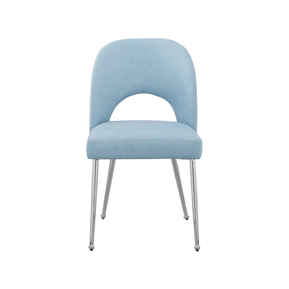 Alt View 2. Meridian Furniture - Logan Light Blue Vegan Leather Dining Chair, Set of 2 - Blue.