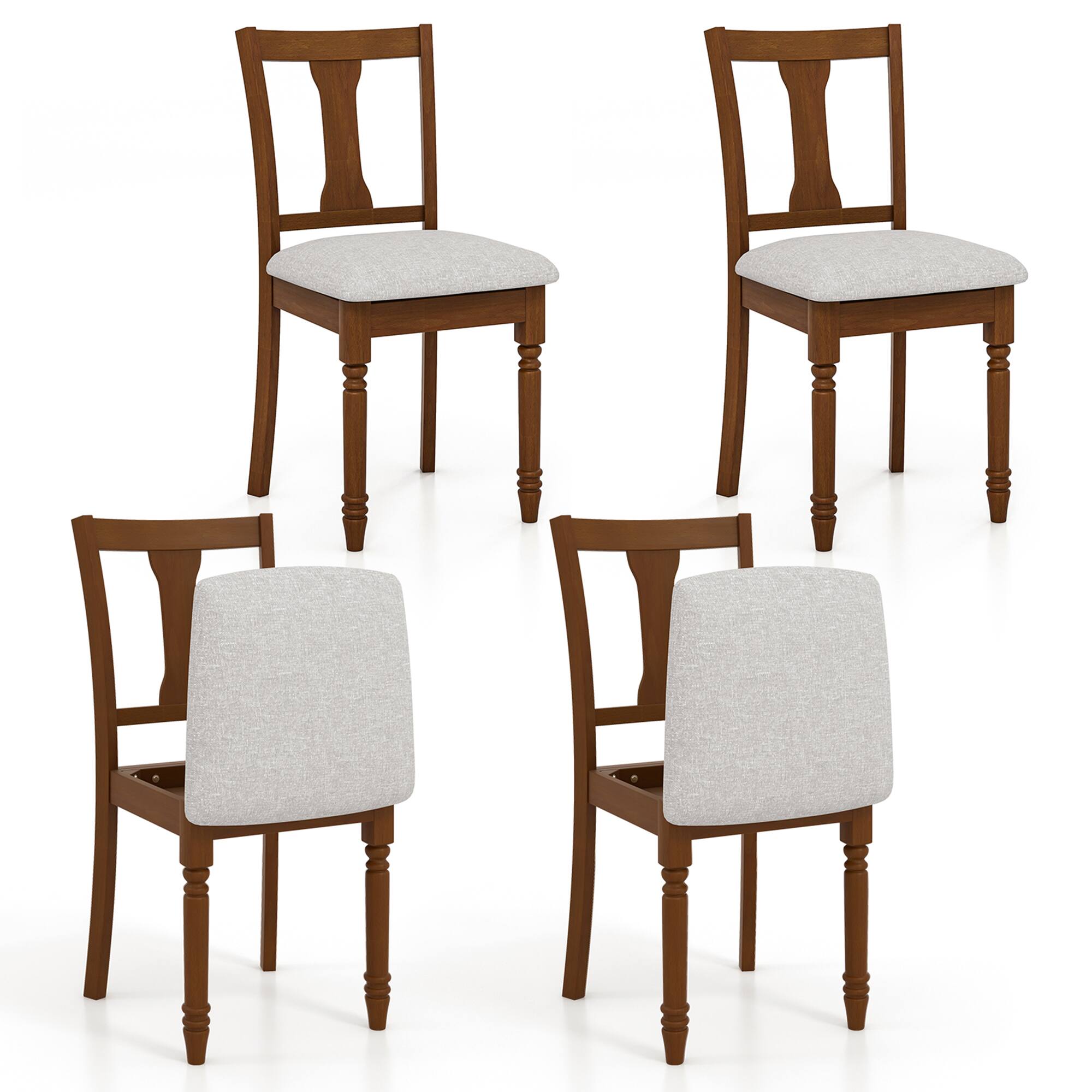 Front. Gymax - Gymax Set of 4 Upholstered Wooden Dining Chair w/ Seat Storage Space Brown - Brown + Light Gray.