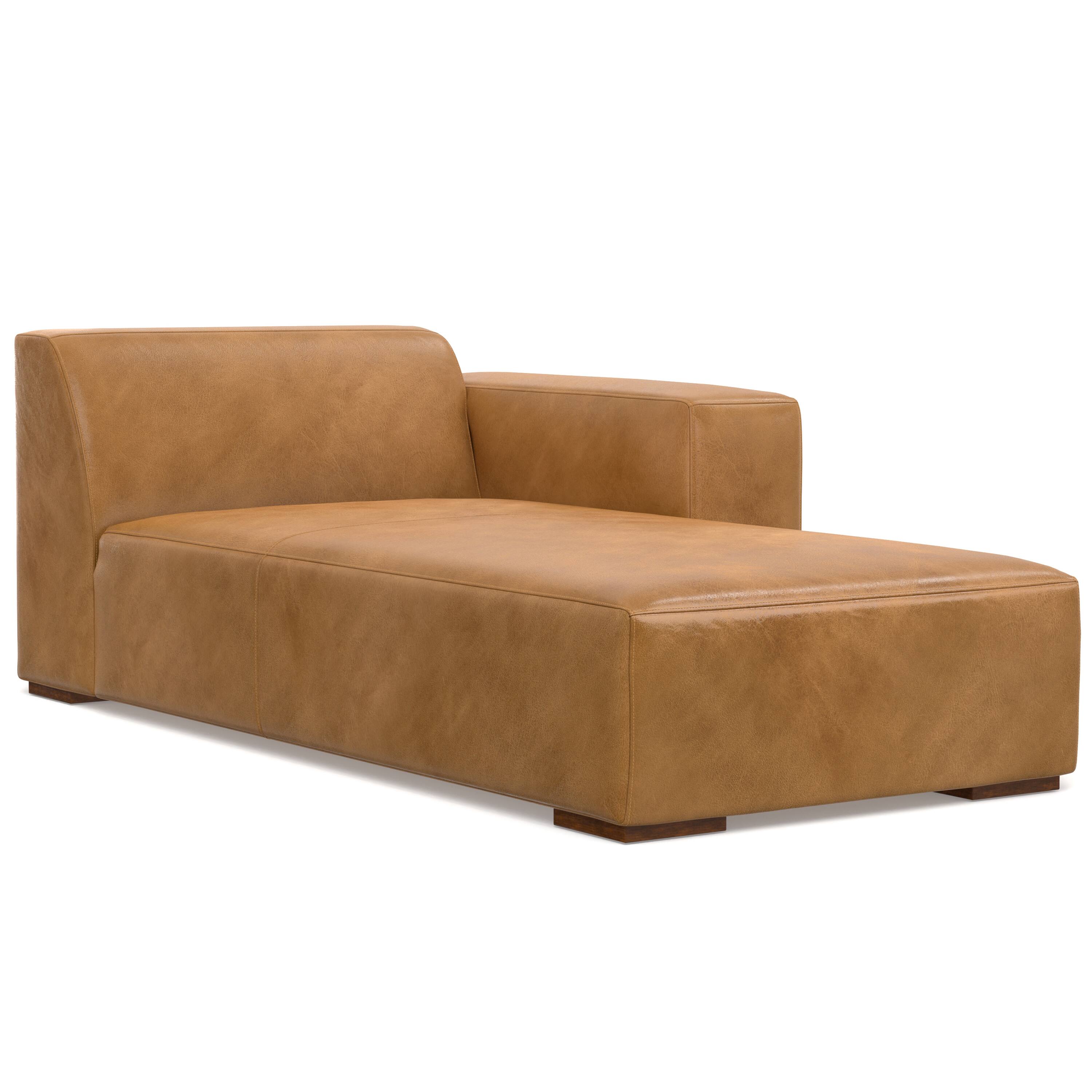 Alt View 7. Simpli Home - Rex Right-Facing Modular Sectional Sofa in Genuine Leather - Sienna.