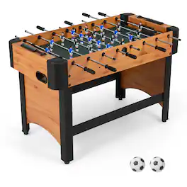 Gymax - 47'' Competition Full Size Soccer Game Table w/22 Players 2 Balls Slide Scorers Natural - Yellow
