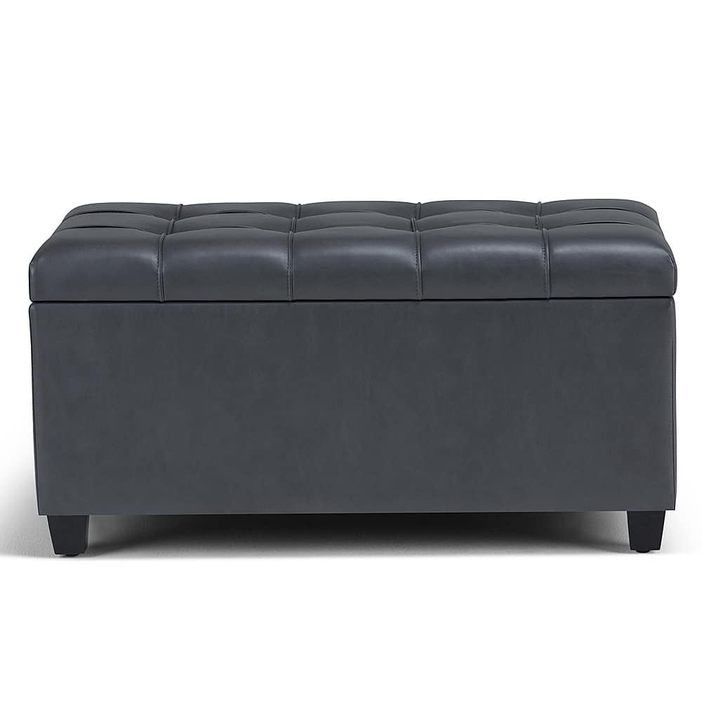 Front. Simpli Home - Sienna Storage Ottoman Bench - Stone Gray.