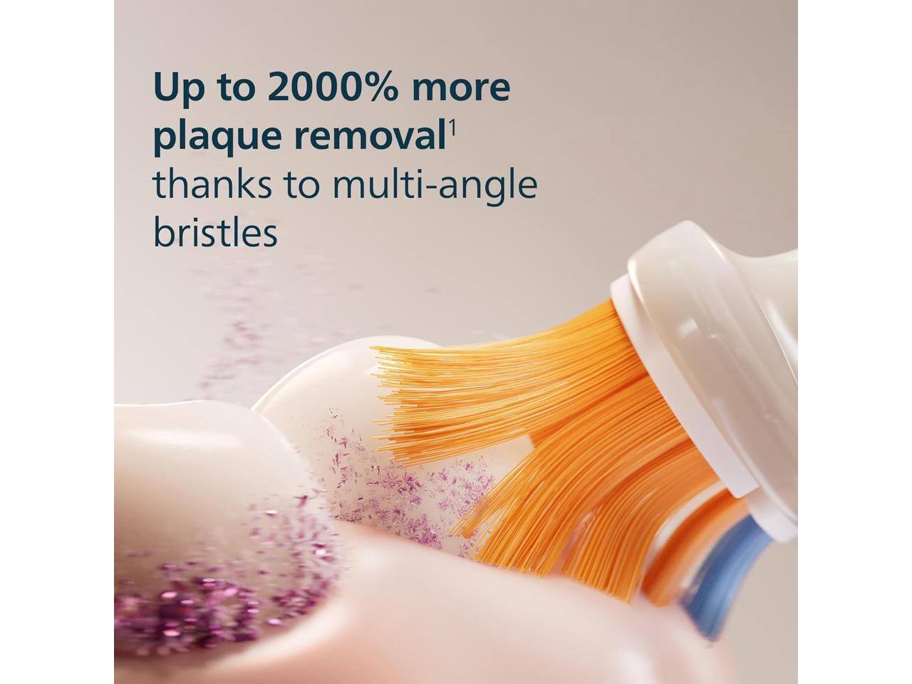 Up to 2000% more plaque removal¹ thanks to multi-angle bristles