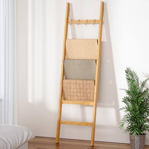 Hirose Alice Blanket Ladder 6 tier Towel Rack With 2 Anti tip Straps ...