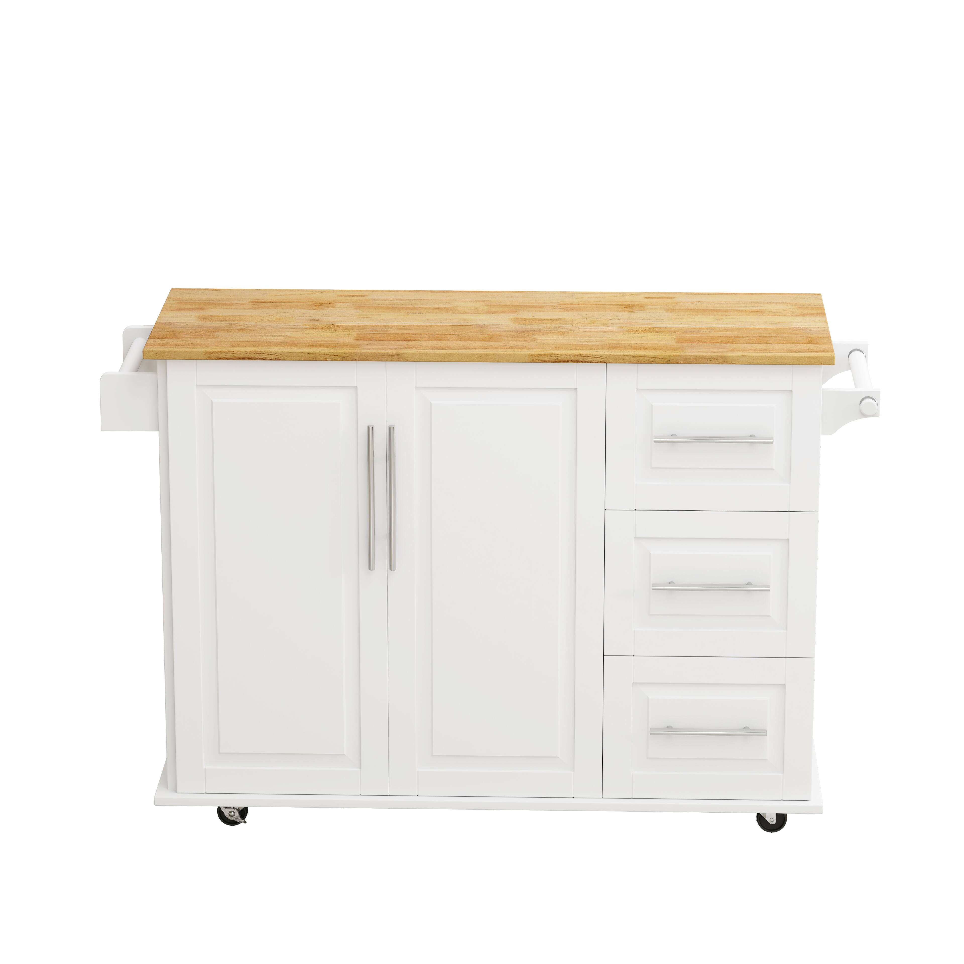 Alt View 1. Spaco - Spaco 43.3" Kitchen Island Cart with 2 Door Cabinet and Three Drawers,  Spice Rack ,Towel Rack, for Kitchen Dinning Room - White.