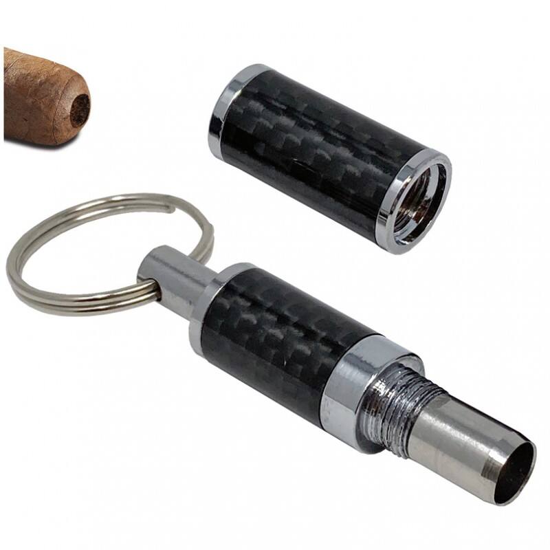 Angle. Prestige - Authentic Carbon Fiber Cigar Punch - Carbon Fiber Finish.