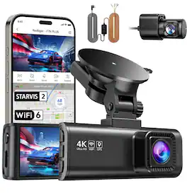 REDTIGER - 4K Dash Cam, STARVIS 2, 5G WiFi, GPS, WDR Night Vision, 24H Parking Mode - Black
