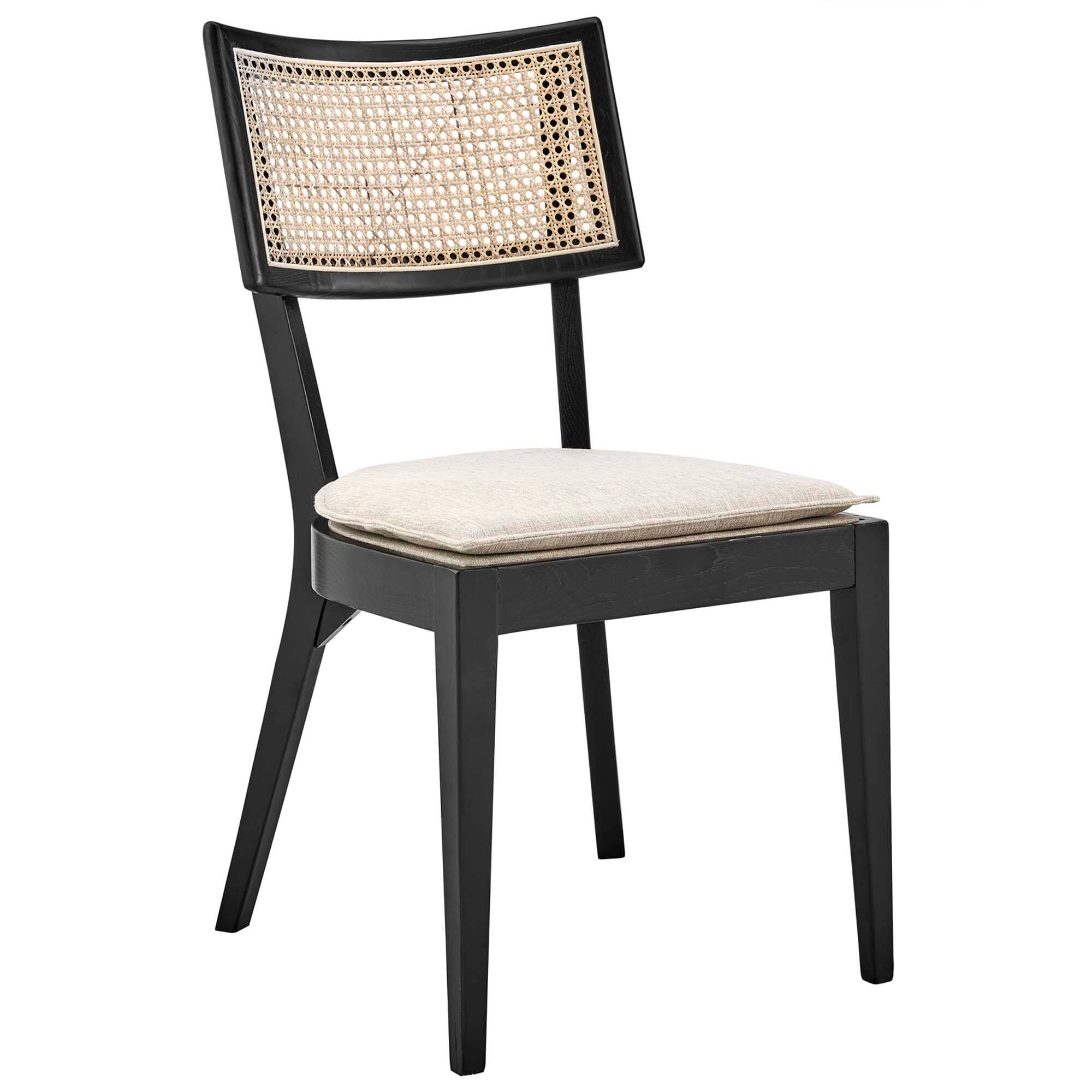 Angle. Modway - Caledonia Fabric Upholstered Wood Dining Chair Set of 2 by Modway - Brown.