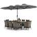 Angle. Costway - 10 Pieces Patio Wicker Dining Set with Double-Sided Patio Umbrella 8 Armchairs - Grey,Mix Brown.