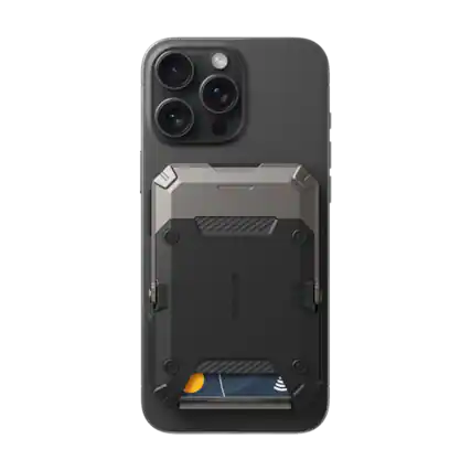 Front. SUPCASE - MagFlip Magnetic Wallet with Stand - 5-Card Storage, RFID Blocking, and Strong Magnetic Lock - Black.
