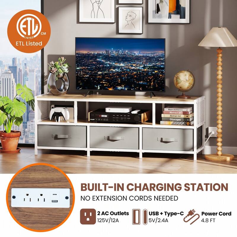 ETL Listed CM

Modern Architecture Abstract Art Abstract Art Cityscapes

BUILT-IN CHARGING STATION NO EXTENSION CORDS NEEDED

2 AC Outlets 125V/12A

USB + Type-C 5V/2.4A

Power Cord 4.8 FT