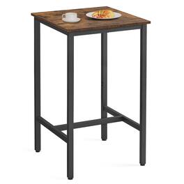 Songmics Home - Bar Table, Small Kitchen Dining High Top Pub Cocktail Table for Living Room Party, Sturdy Metal Frame - Rustic Brown and Ink Black