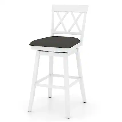 Front. Costway - 1 PCS 29" Bar Stool Wooden Chair with Contoured Backrest Swivel Padded Seat for Kitchen - Beige/Brown.