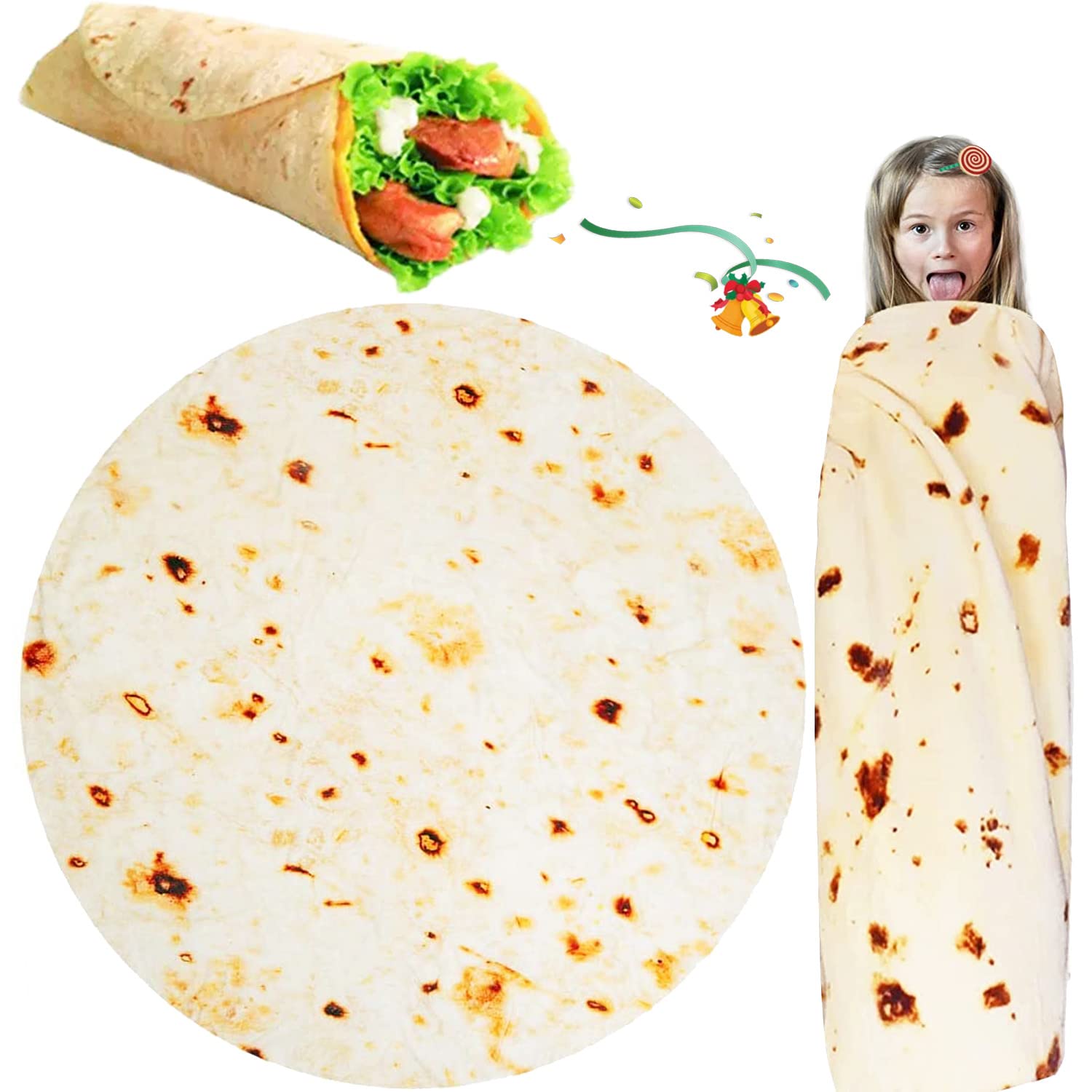 Front. Fabibe - Tortilla Burrito Blanket(41 Inches) Flannel Premium Double Sided material, which - 41 Inches.