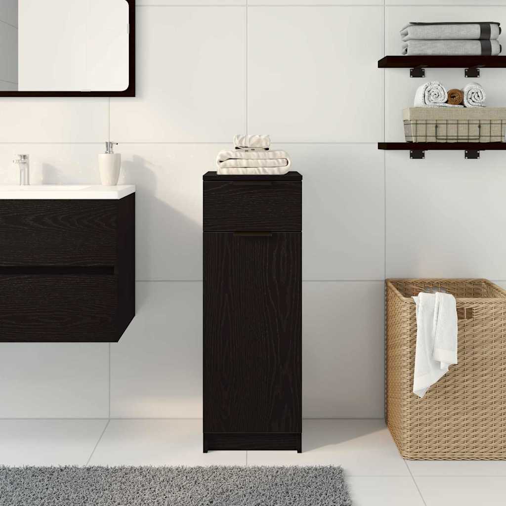 Alt View 3. Boyel Living - Artisan Black Oak Bathroom Storage Cabinet with Drawer and Shelf - Black.