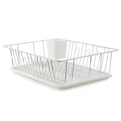Front. Better Chef - Better Chef 16-Inch Dish Rack in White with Cutlery Holder - White.
