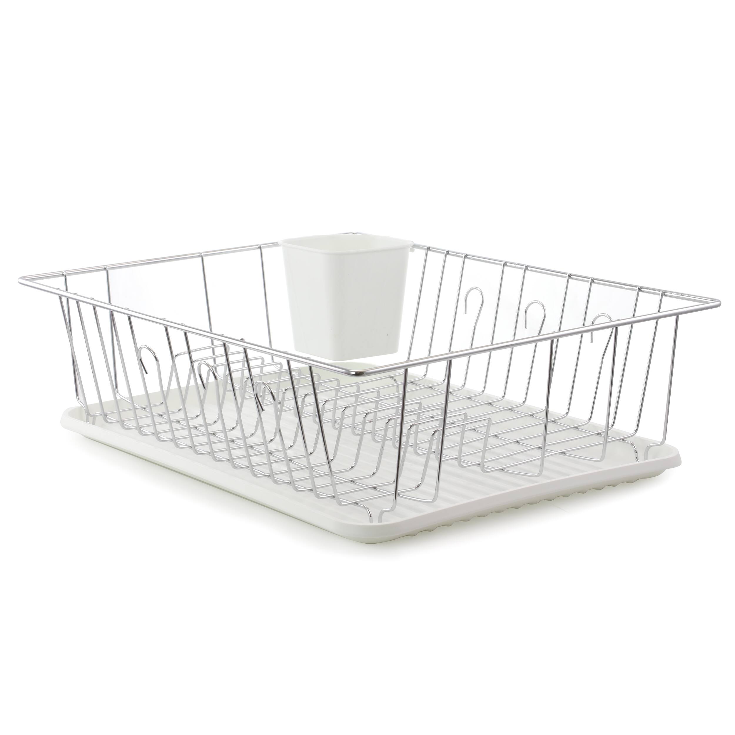 Front. Better Chef - Better Chef 16-Inch Dish Rack in White with Cutlery Holder - White.