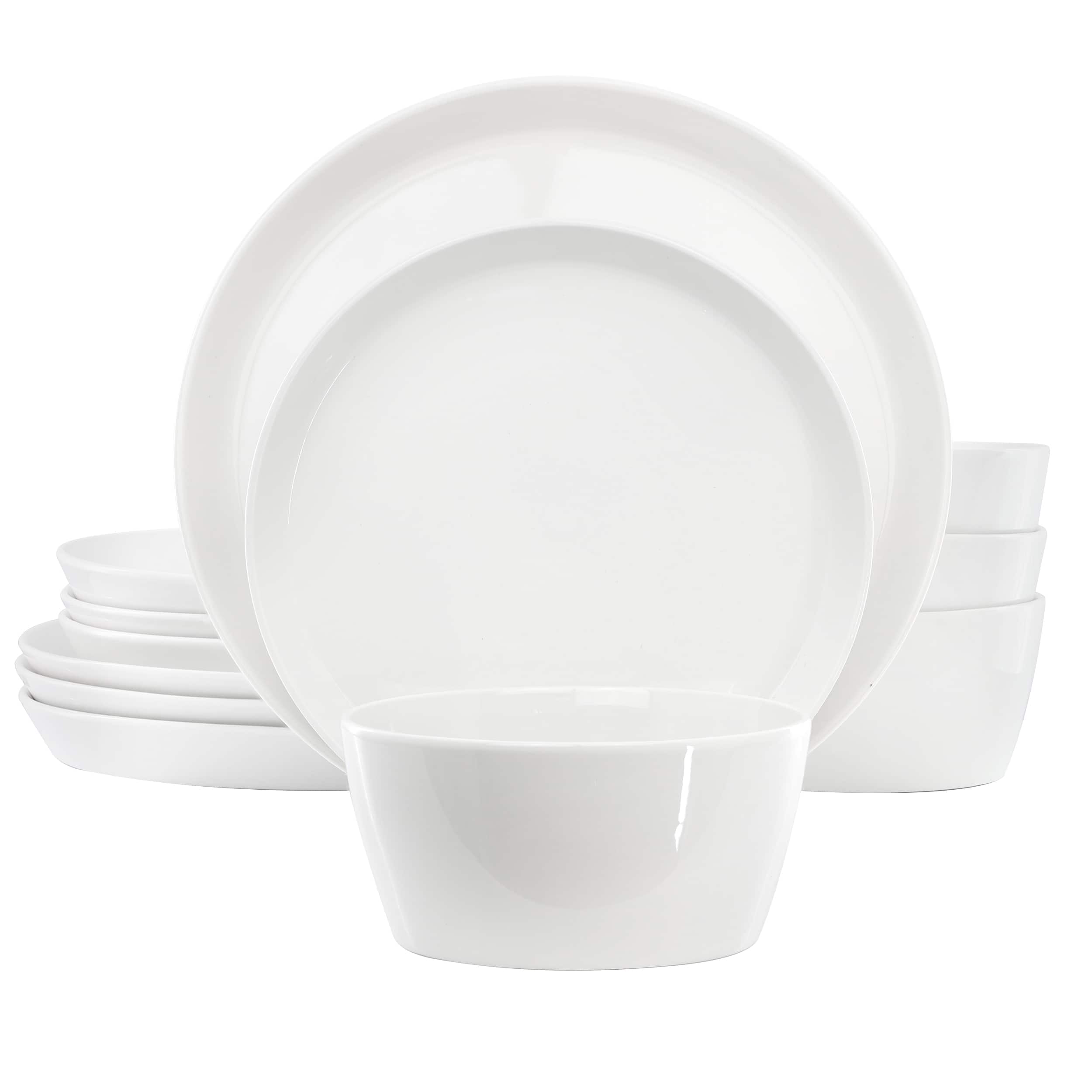 Martha Stewart - Selma 12 Piece Fine Ceramic Dinnerware Set - White
