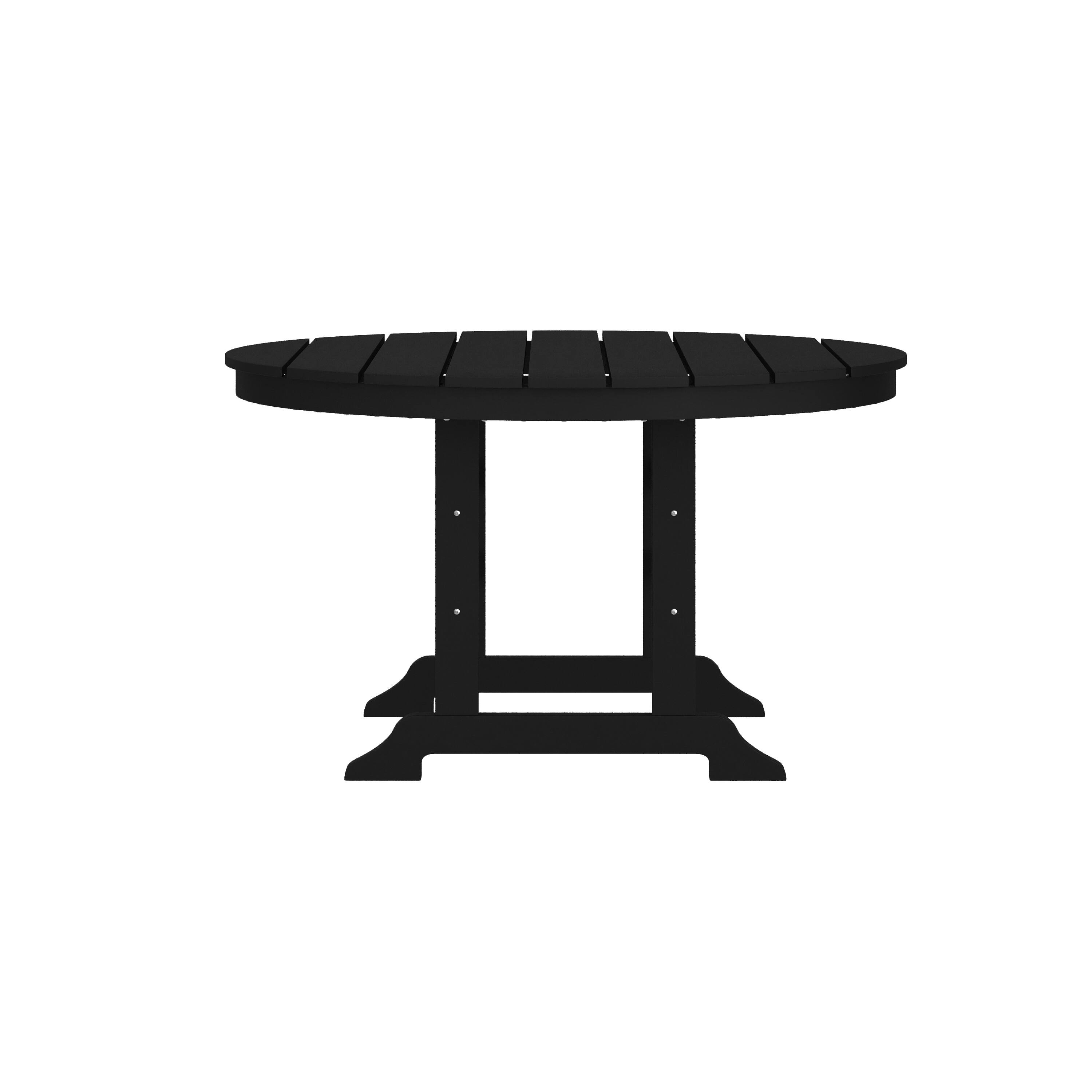Angle. Flash Furniture - Tolleson Commercial 5 Piece Adirondack Dining Set with 48" Round Indoor/Outdoor Recycled HDPE Table and 4 Chairs with Cu - Black.