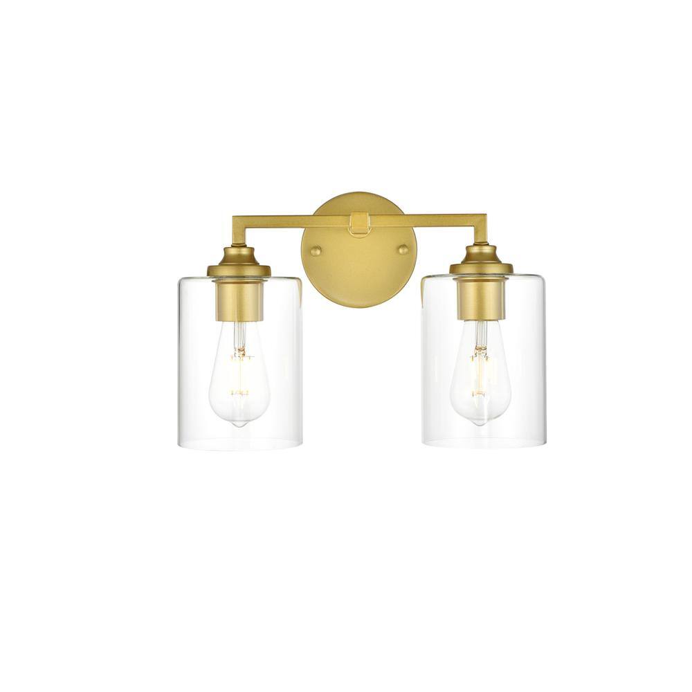 Alt View 2. Living District - Mayson 2 light Brass and Clear Bath Sconce - Brass And Clear.
