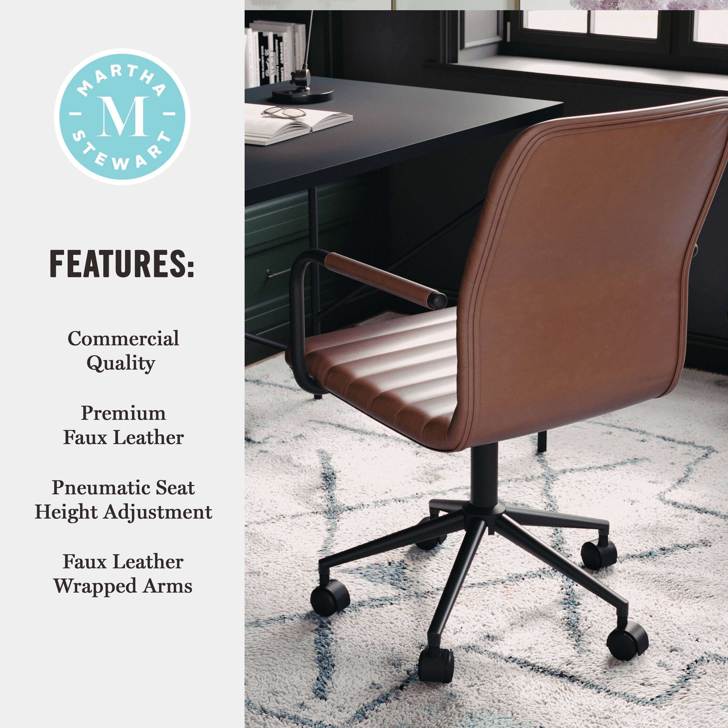 MARTHA STEWART FEATURES: Commercial Quality Premium Faux Leather Pneumatic Seat Height Adjustment Faux Leather Wrapped Arms