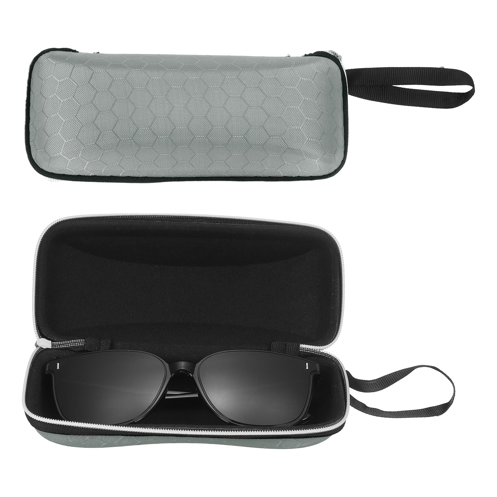 Unique Bargains - 2pcs Sunglasses Soft Case Hexagonal Hard Shell Zipper Holder with Lanyard for Travel - Gray price history on PriceWatchPro