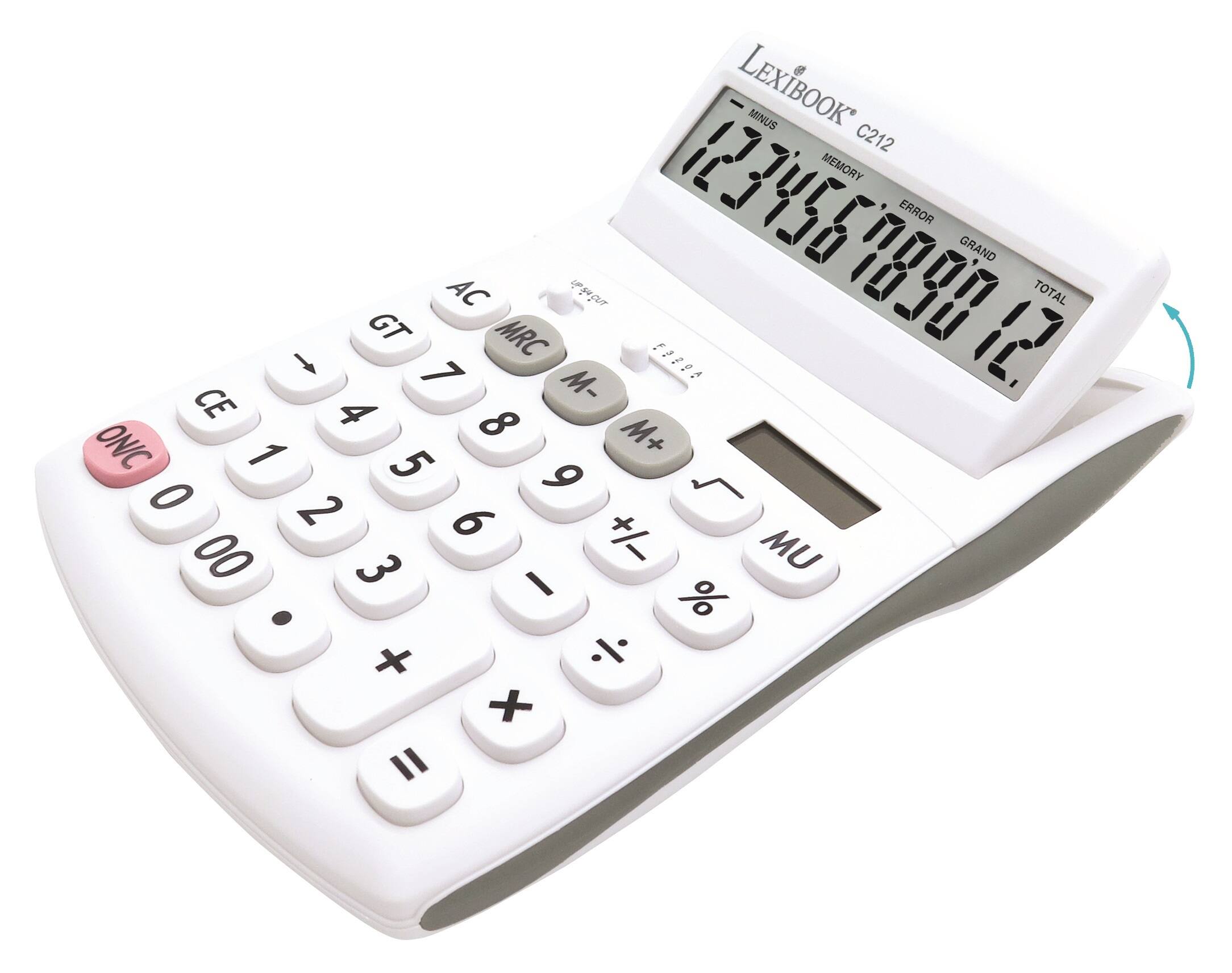 LEXIBOOK MINUS C212  
MEMORY ERROR  
GT AC MRC  
1234567898  
1898 GRAND 12  
TOTAL  
M- 2 CE 4 8  
ONIC 1 M+ 5 6  
O 2 9 +/- 00 3 MU I %  
+ x