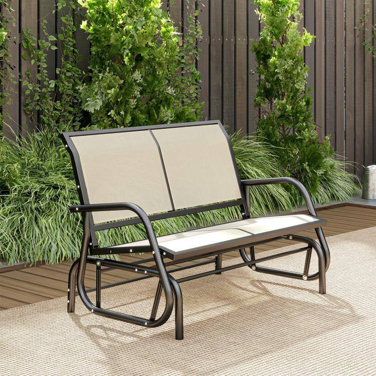 PULUZ 2 Person Outdoor Glider Bench, Patio Double Swing Rocking Chair ...