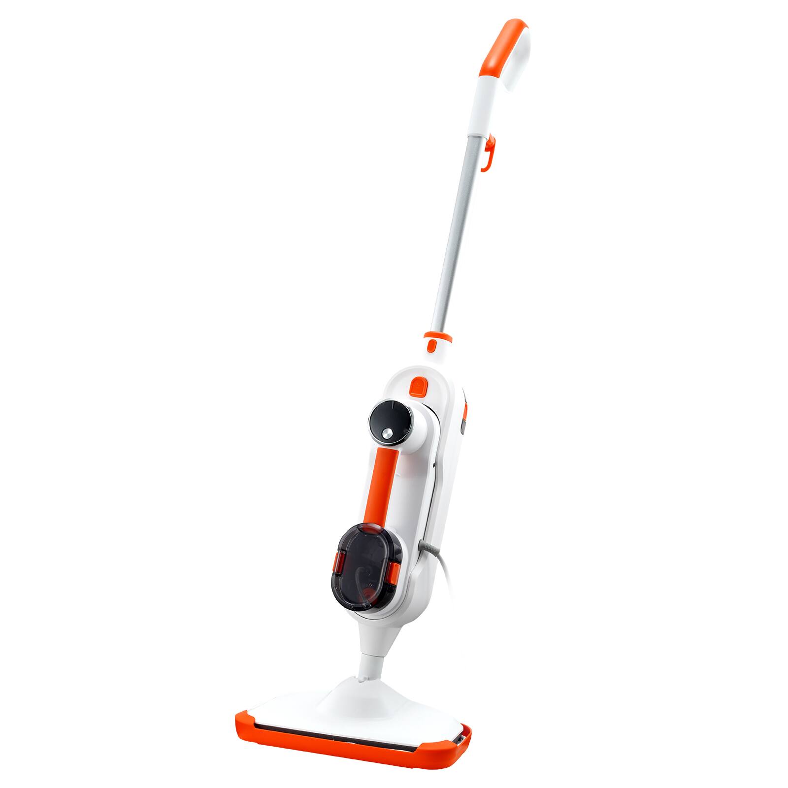 Front. COWLOWN - 8-in-1 Steam Mop for Ceramic Granite Marble Linoleum Hard Floors 7 Brushes 2 Washable Pads White & Light Orange.