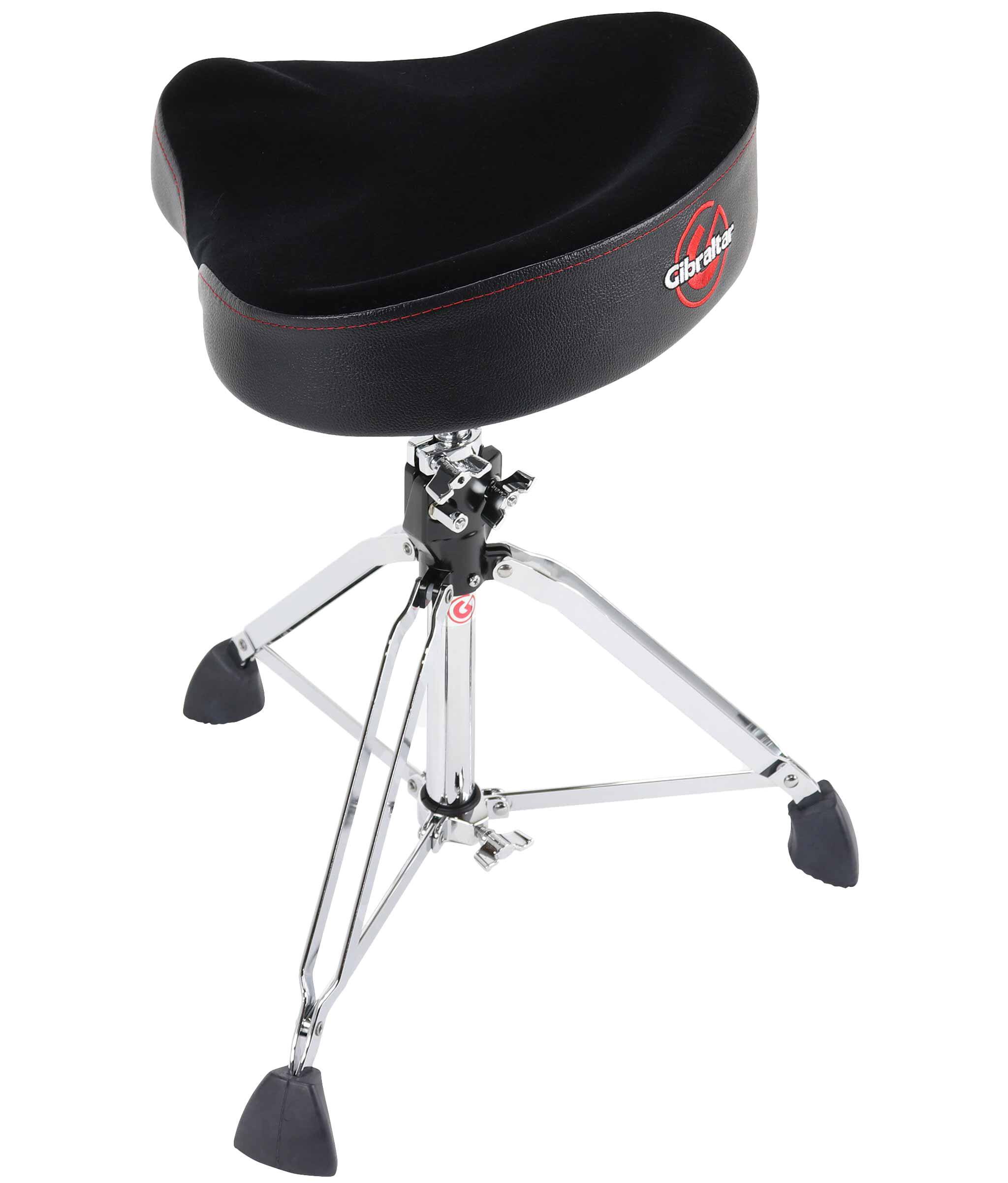 Alt View 3. Gibraltar Hardware - 9000 Series Motorcycle Style Drum Throne, 16” Cordura Saddle Seat, Memory Foam, Height Adjustable with Spindle Lift.