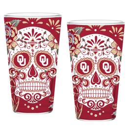 Indigo Falls - Oklahoma Sooners Two-Pack 16oz. Dia De Los Muertos Pint Glass Set - Multicolor