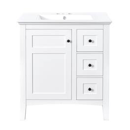Boyel Living - 30 Inch Bathroom Vanity with Ceramic Sink Three Drawers - White