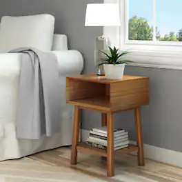 Plank+Beam - Mid-Century Modern Cubby Nightstand - Pecan