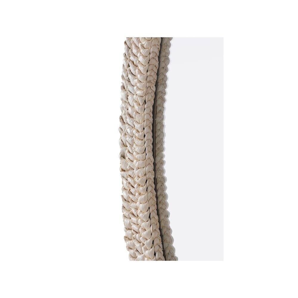 Left. Elegant Decor - Oval Cornhusk Mirror 30x36 in Linen White - Linen White.