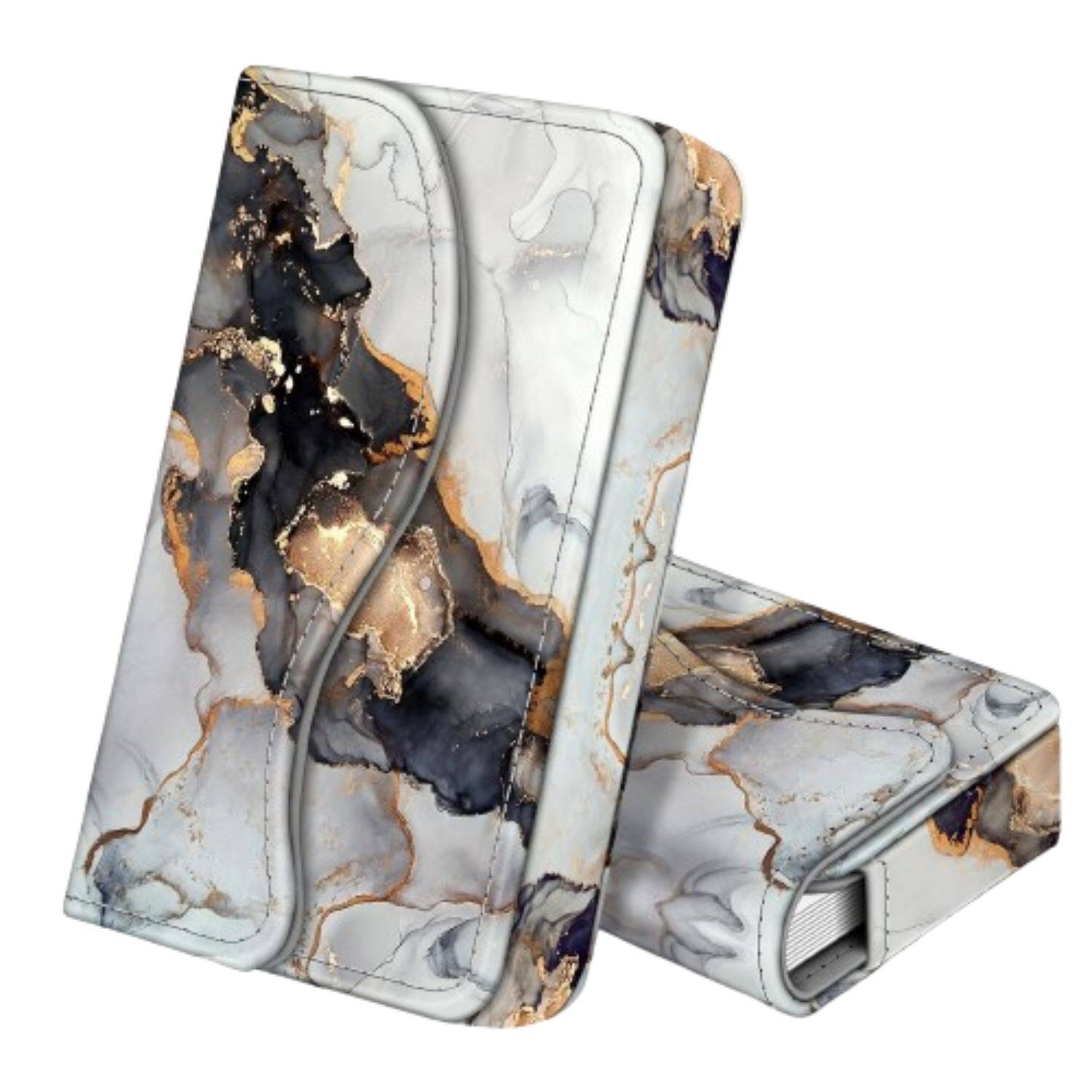 Front. Stock Preferred - Business Card Holder Credit Card Wallet Leather Case Organizer Magnetic Closure Cloudy Marble - Cloudy Marble.
