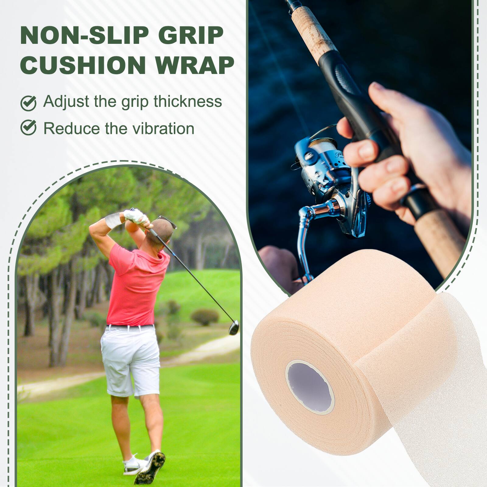 NON-SLIP GRIP CUSHION WRAP

- Adjust the grip thickness
- Reduce the vibration