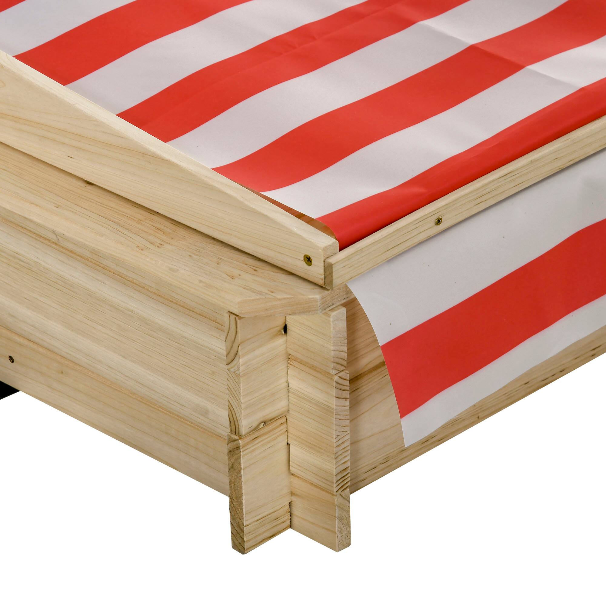 Alt View 5. Outsunny - Kids Wooden Sandbox, Covered Children Sand Playset Outdoor, w/ Adjustable Canopy Shade, Bottom Liner.