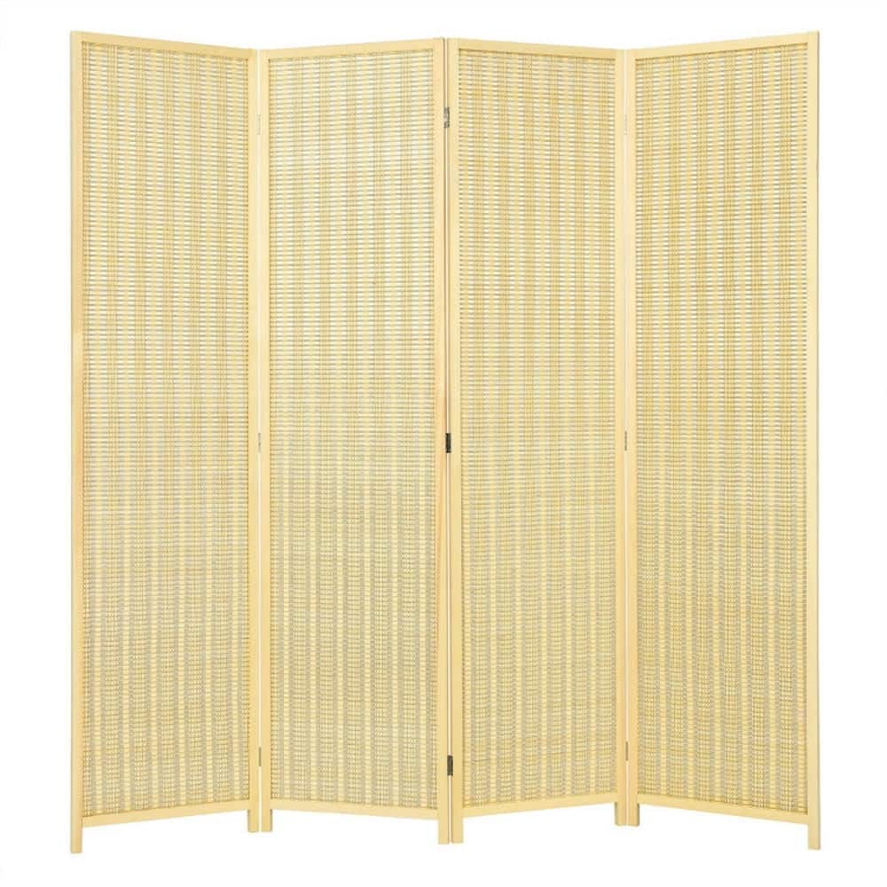 Pefilos- 6 Ft 4 Panel Portable Folding Room Divider Screen, Standing Room Divider Screen with Six Hinges, Privacy Divider Screen- Brown