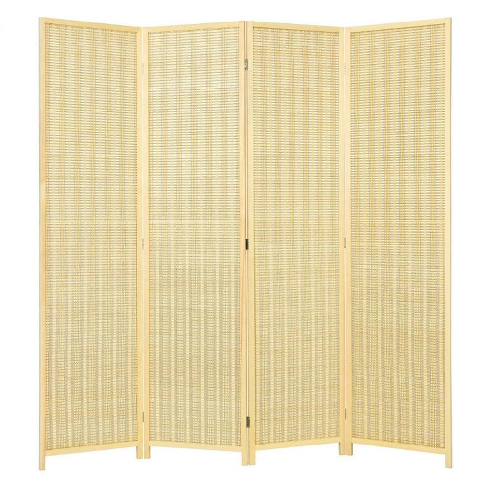 Front. Pefilos - 6 Ft 4 Panel Portable Folding Room Divider Screen, Standing Room Divider Screen with Six Hinges, Privacy Divider Screen - Brown.