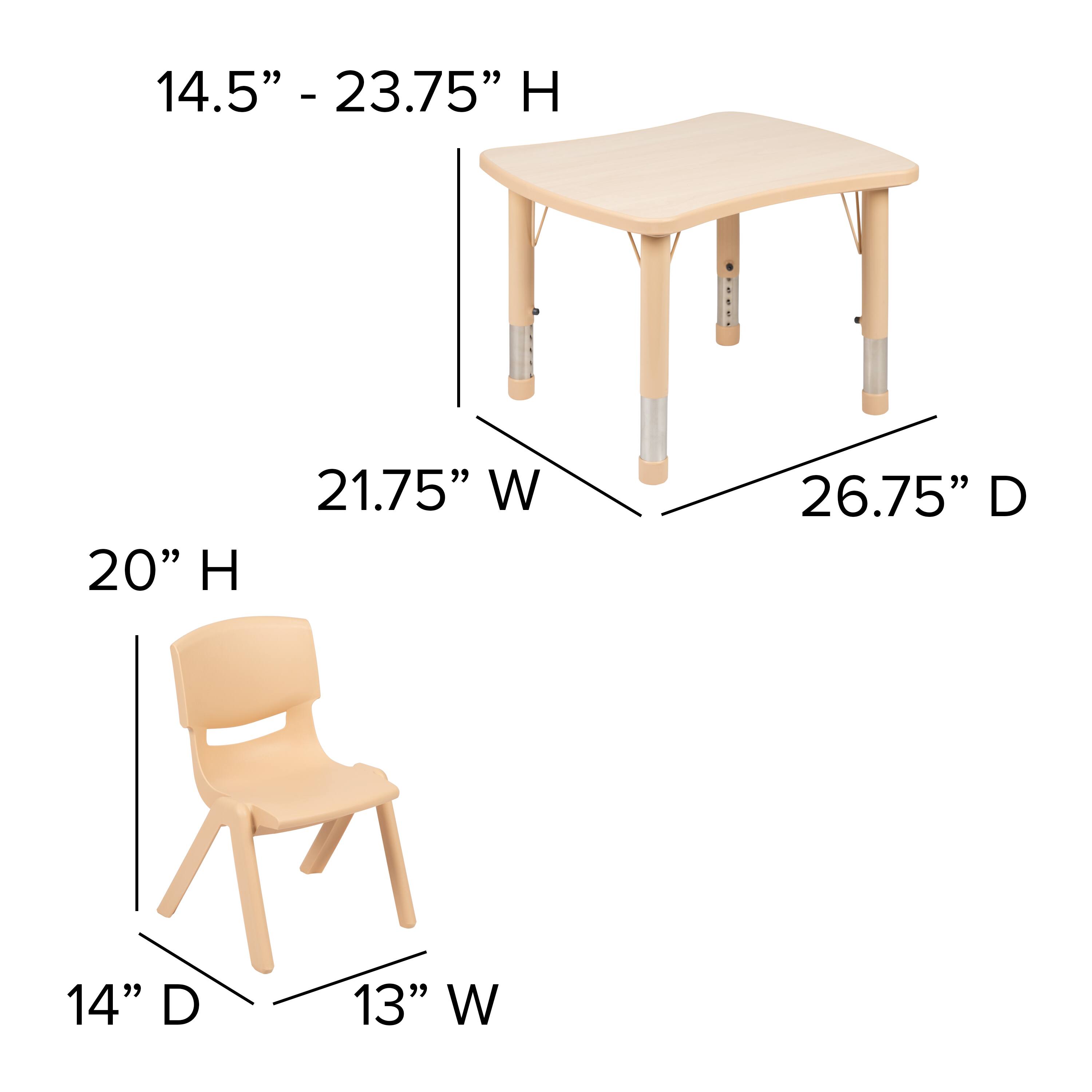 4.5" - 23.75" H  
20" H  
21.75" W  
26.75" D  
14" D  
13" W
