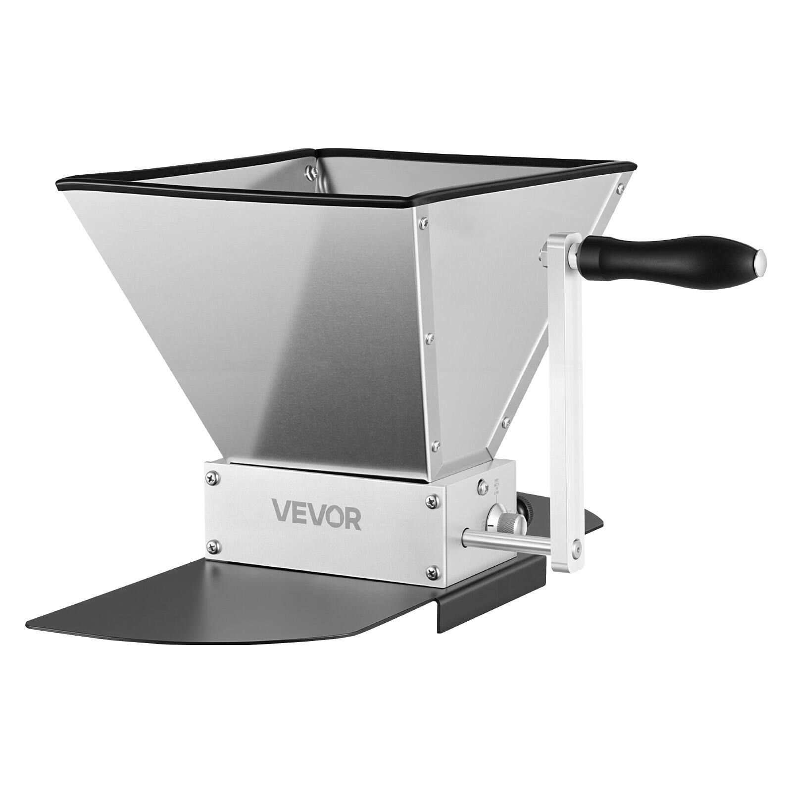 Alt View 5. VEVOR - Manual Grain Mill, Homebrew Malt Grinder, Adjustable Barley Mill Crusher for Wheat Beer Brewing - with 2 Stainless Steel - Silver.