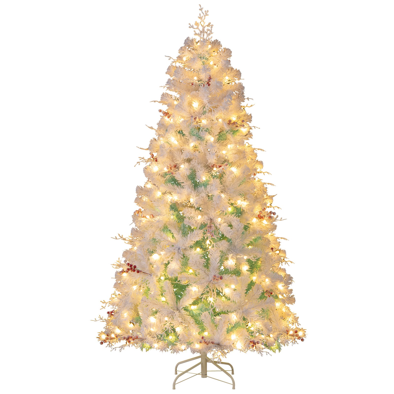 Gymax - 6 FT Pre-lit Artificial Christmas Tree w/599 Snow Flocked Branch Tips - Blue price history on PriceWatchPro