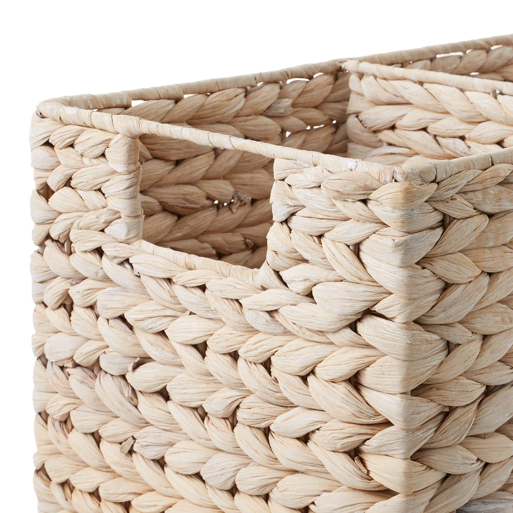 Alt View 4. Casafield - Stair Basket w/ Handles for Staircases - Woven Organizer Bin for Steps - Whitewash - Hyacinth.