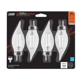 FEIT ELECTRIC - BA10 E12 (Candelabra) Filament LED Bulb Soft White 40 Watt Equivalence 4 pk