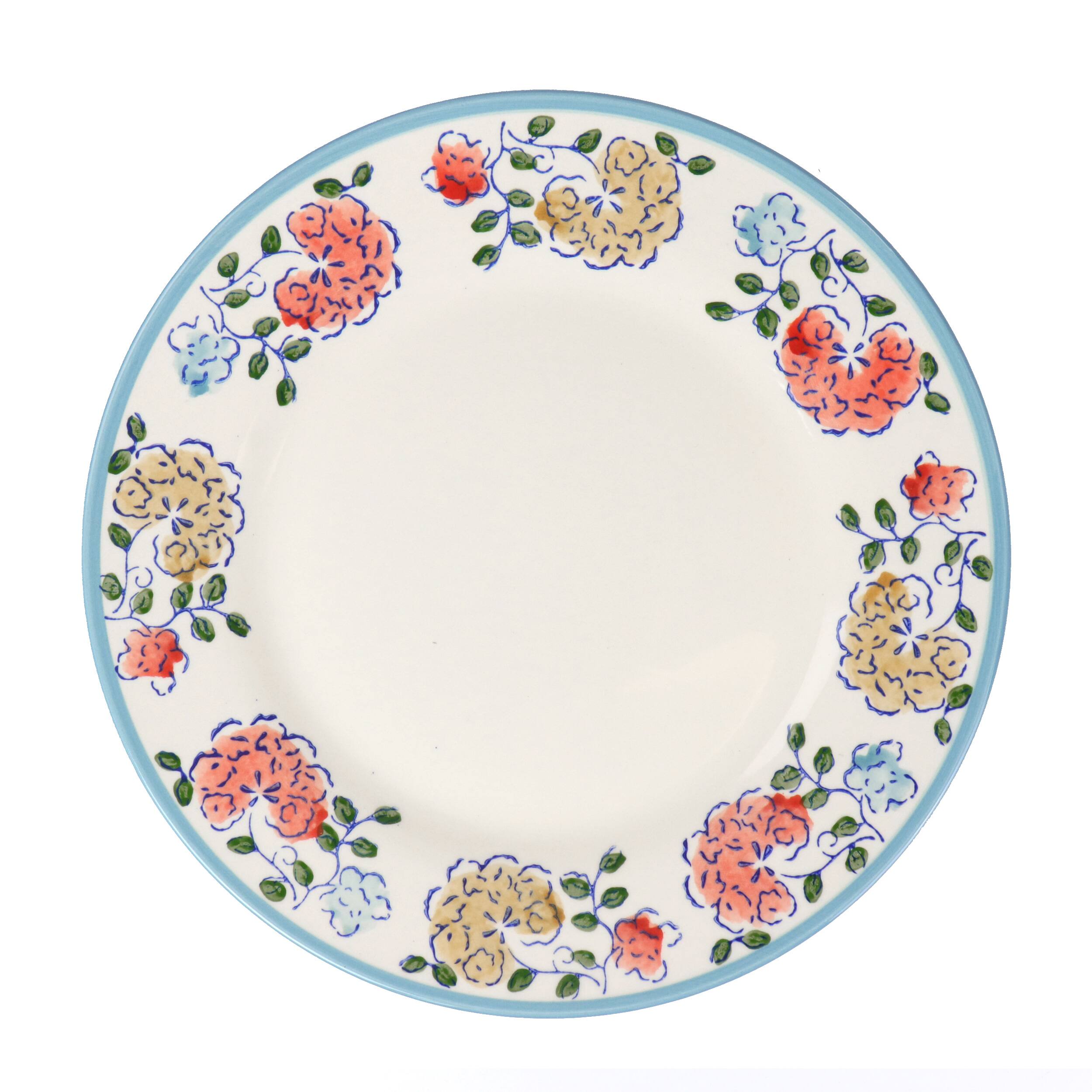 Alt View 3. Gibson - Gibson Elite Anaya 12 Piece Stoneware Dinnerware Set - White, Blue, Orange.