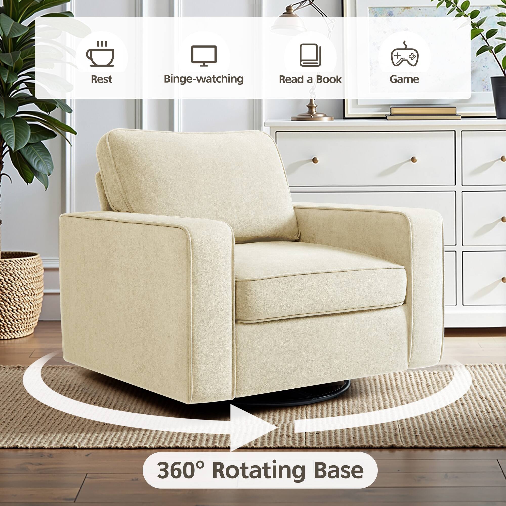 - Rest
- Binge-watching
- Read a Book
- Game
- 360° Rotating Base