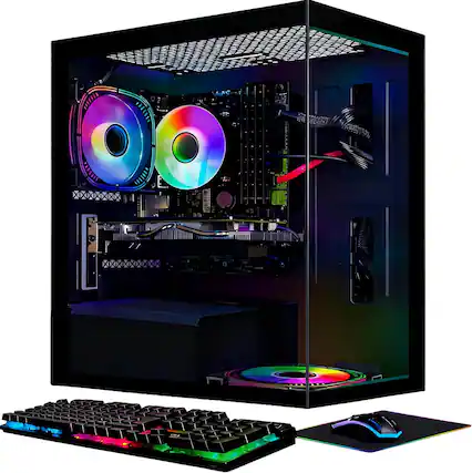 Front. STGAubron - STGAubron Gaming Desktop PC, Intel Core i7 up to 3.9G, GeForce RTX 3050 6G, 16GB DDR4, 512GB SSD, WiFi, BT 5.0, Win11H - Black.